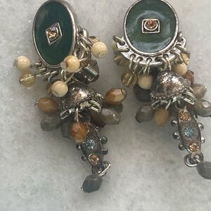 Elegant Green and Silver Dangle Earrings